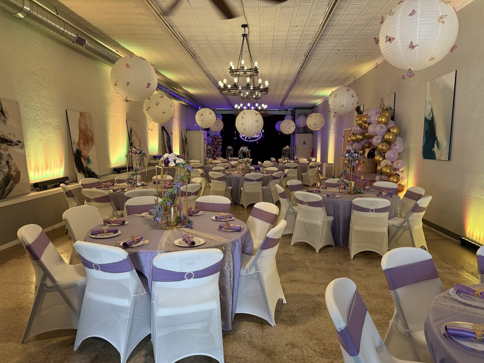 The Atrium dressed for a celebration at The Well