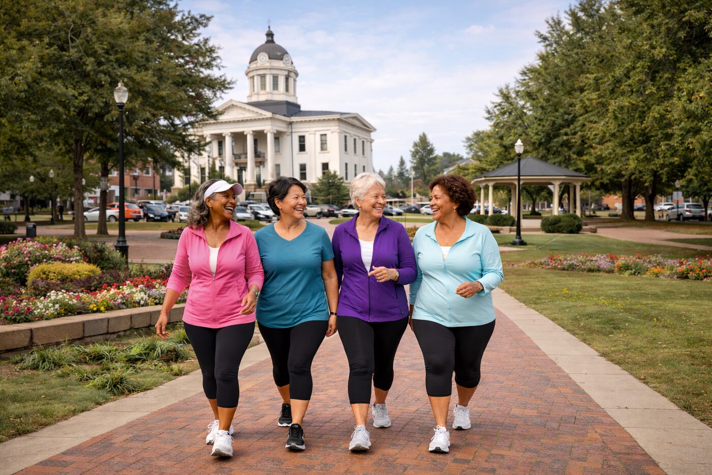 Members of The Well Walkers enjoying a morning walk together